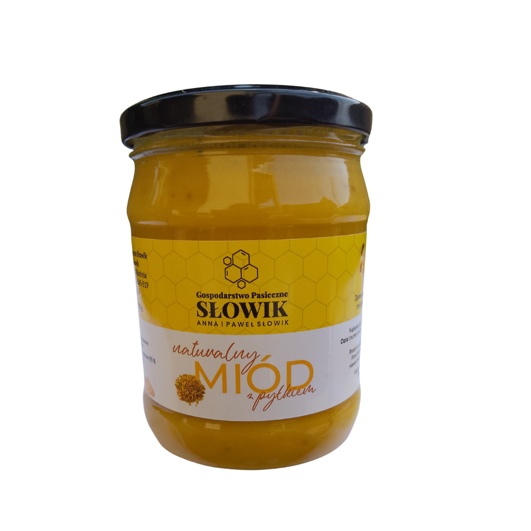 miód wielokwiatowy z pyłkiem pszczelim 700 g naturalny miód